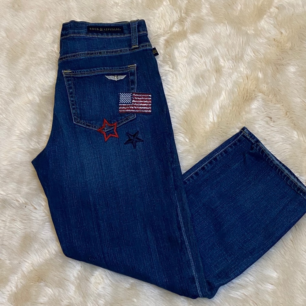 Women's Rock & Republic Boyfriend Slim Jeans Blue